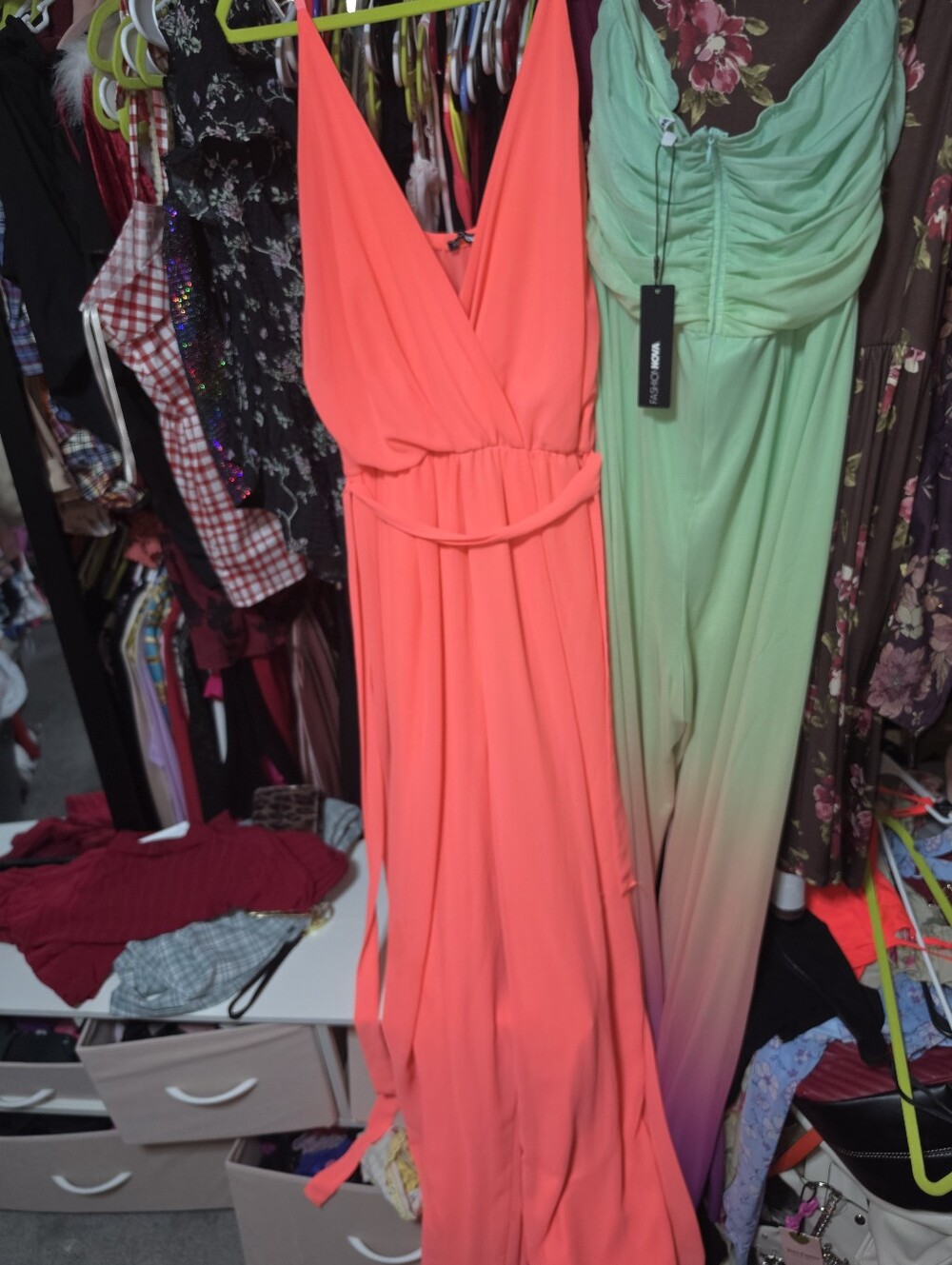 Fashion Nova Neon Coral Jumpsuit 2x